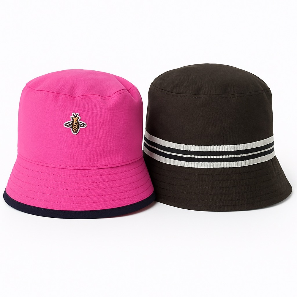 Reversible Pink and Black Bee Bucket Hat